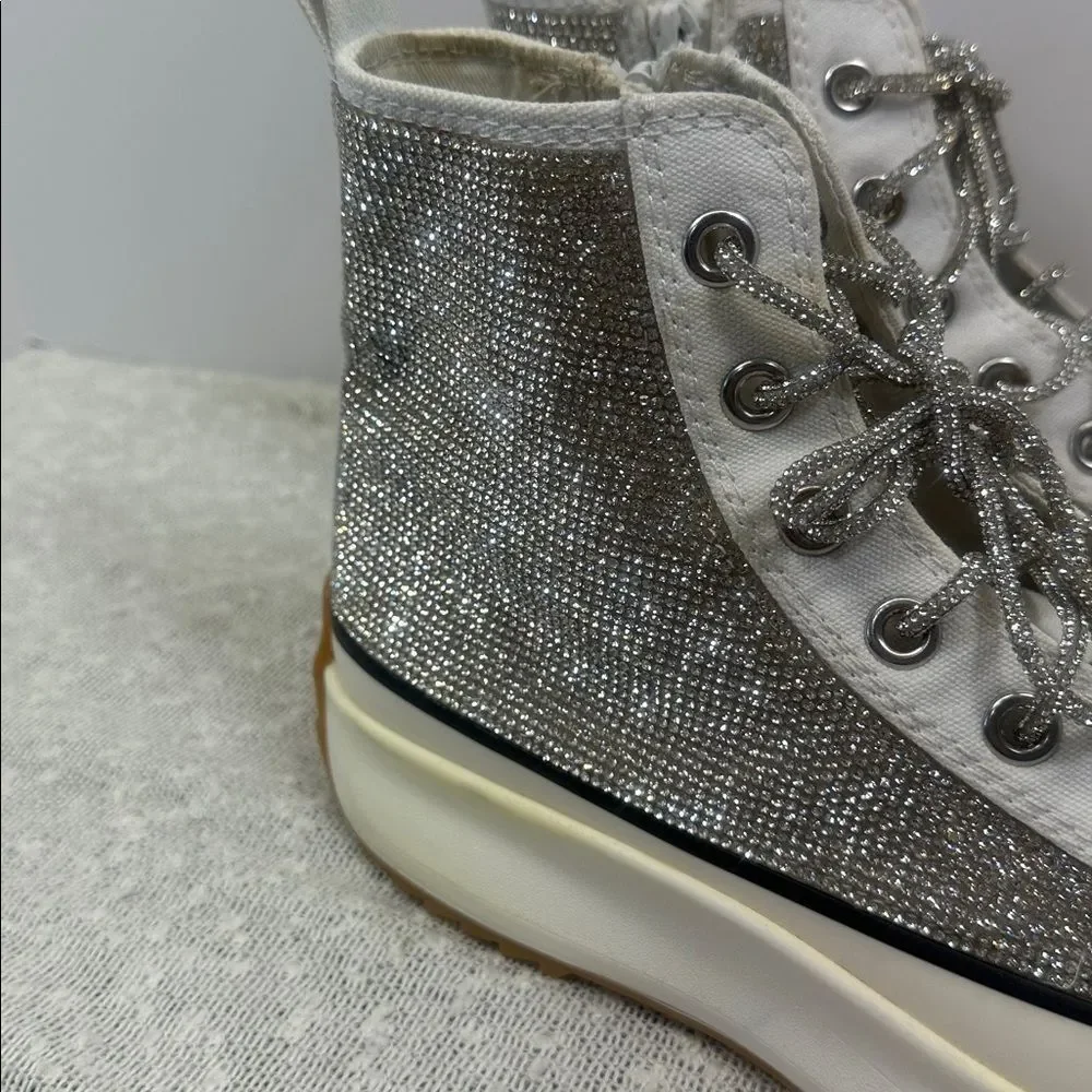 STEVE MADDEN Shaft Rhinestone Embellished High Top Platform Sneakers Women's 10